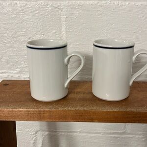 Set of 2 Dansk Bistro Mugs in Christianshavn Blue Pattern on White